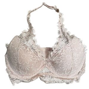 Victoria’s Secret PINK Womens Halter Lace Bralette S Lightly Lined Coquette
